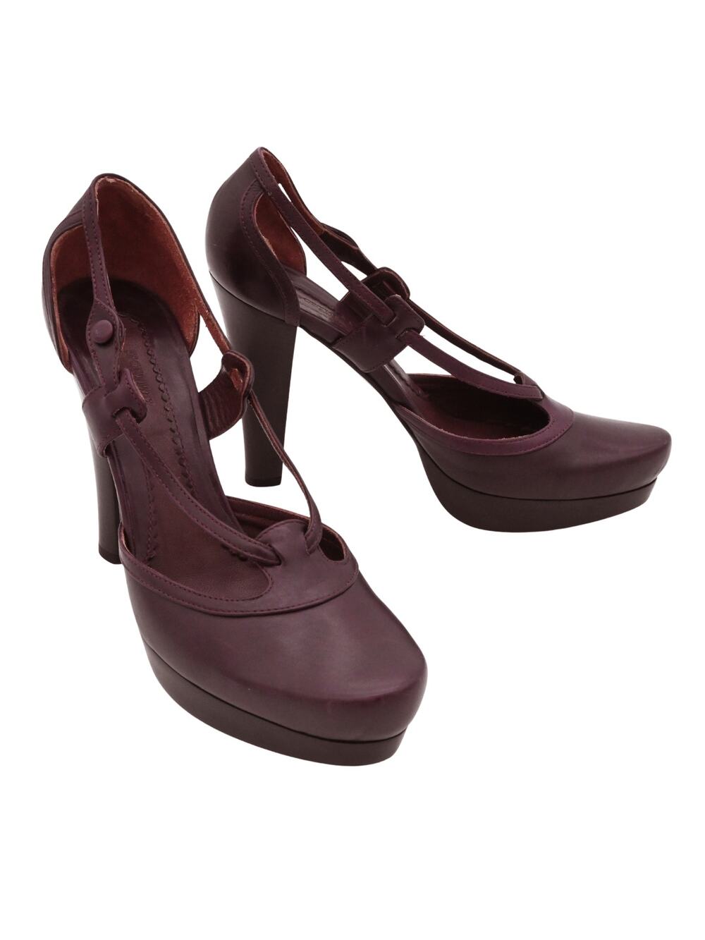 Sportmax Purple Strappy Leather Platform Pumps Size 39.5